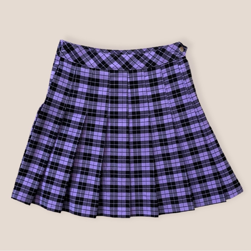 H&M Black and purple plaid skirt
